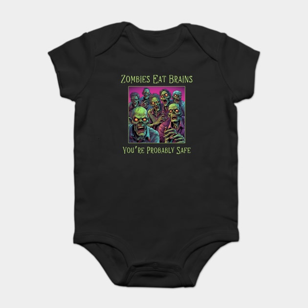 Funny Sarcastic Halloween Zombie Baby Bodysuit by QuirkyQuest Creations